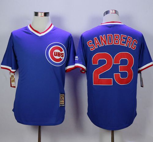 Cubs #23 Ryne Sandberg Blue Cooperstown Stitched MLB Jersey - Click Image to Close